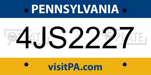 4JS2227 Pennsylvania License Plate