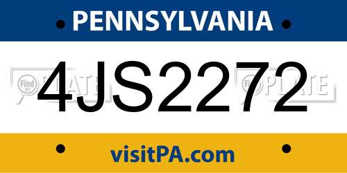 4JS2272 Pennsylvania License Plate