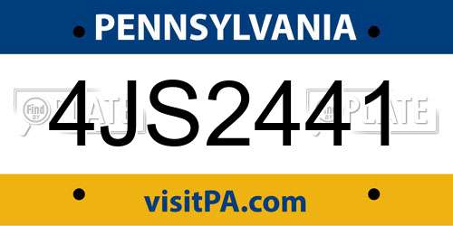 4JS2441 Pennsylvania License Plate