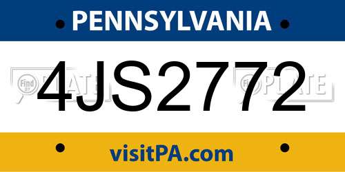 4JS2772 Pennsylvania License Plate