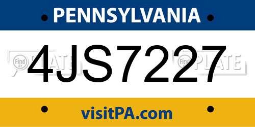 4JS7227 Pennsylvania License Plate