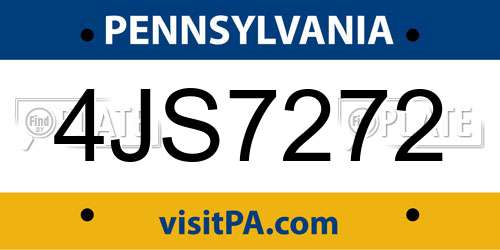 4JS7272 Pennsylvania License Plate