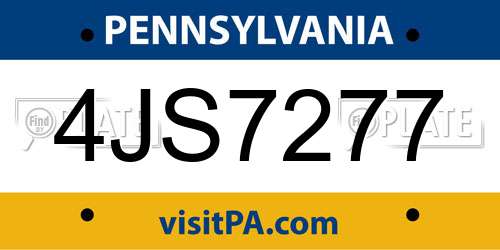 4JS7277 Pennsylvania License Plate