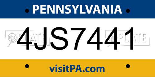4JS7441 Pennsylvania License Plate