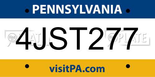 4JST277 Pennsylvania License Plate