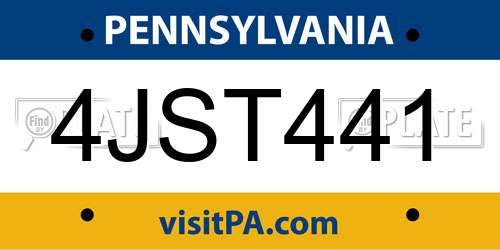 4JST441 Pennsylvania License Plate
