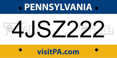 4JSZ222 Pennsylvania License Plate