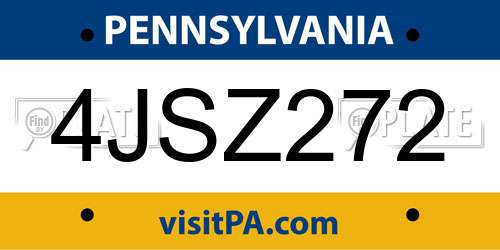 4JSZ272 Pennsylvania License Plate