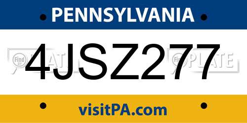 4JSZ277 Pennsylvania License Plate