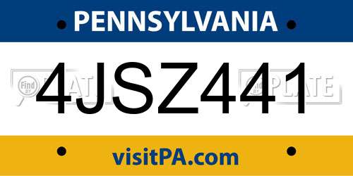 4JSZ441 Pennsylvania License Plate