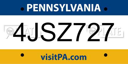 4JSZ727 Pennsylvania License Plate