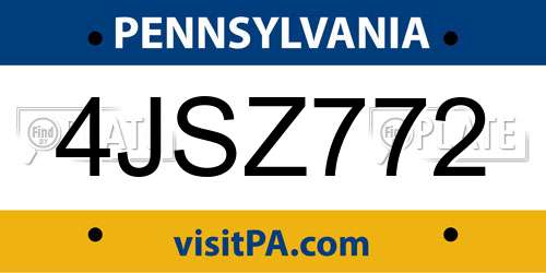 4JSZ772 Pennsylvania License Plate