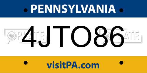 4JTO86 Pennsylvania License Plate