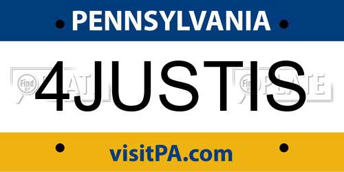 4JUSTIS Pennsylvania License Plate