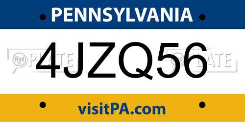 4JZQ56 Pennsylvania License Plate