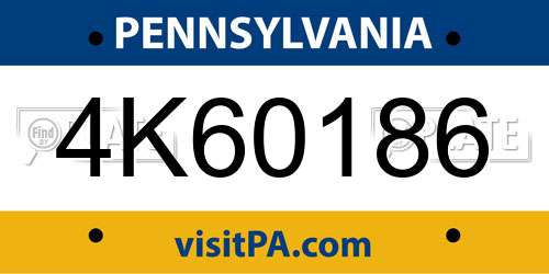 4K60186 Pennsylvania License Plate