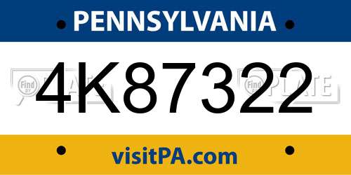 4K87322 Pennsylvania License Plate