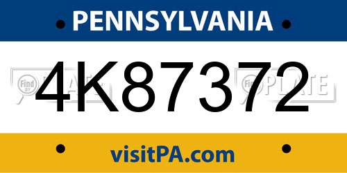 4K87372 Pennsylvania License Plate