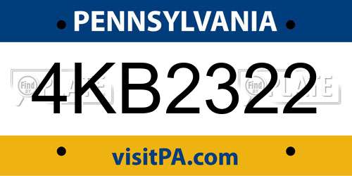 4KB2322 Pennsylvania License Plate