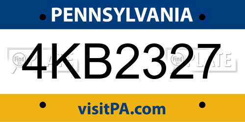 4KB2327 Pennsylvania License Plate