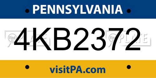 4KB2372 Pennsylvania License Plate