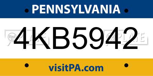 4KB5942 Pennsylvania License Plate