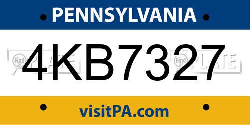 4KB7327 Pennsylvania License Plate