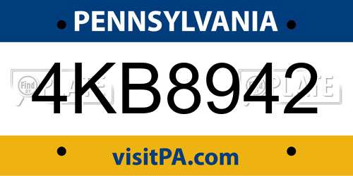 4KB8942 Pennsylvania License Plate