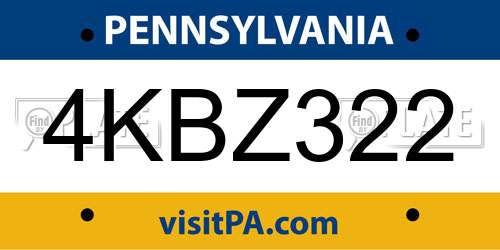 4KBZ322 Pennsylvania License Plate
