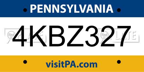 4KBZ327 Pennsylvania License Plate