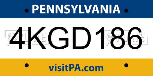 4KGD186 Pennsylvania License Plate