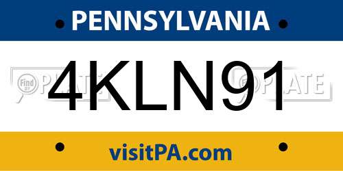 4KLN91 Pennsylvania License Plate