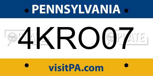 4KRO07 Pennsylvania License Plate