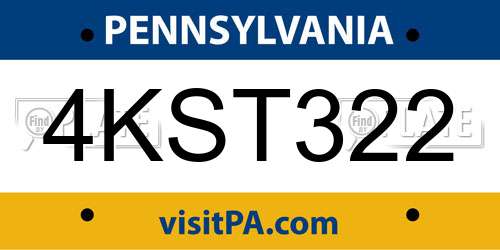 4KST322 Pennsylvania License Plate