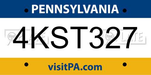 4KST327 Pennsylvania License Plate