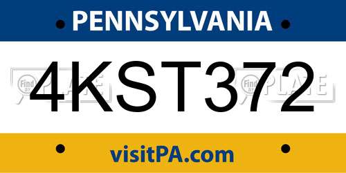 4KST372 Pennsylvania License Plate
