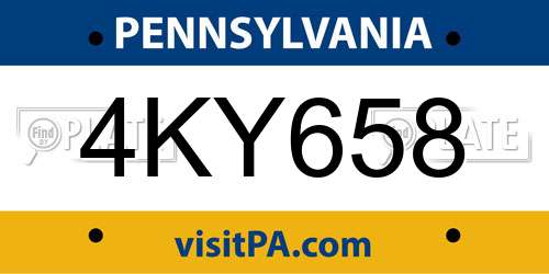 4KY658 Pennsylvania License Plate
