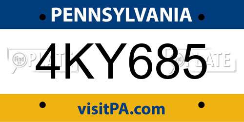 4KY685 Pennsylvania License Plate