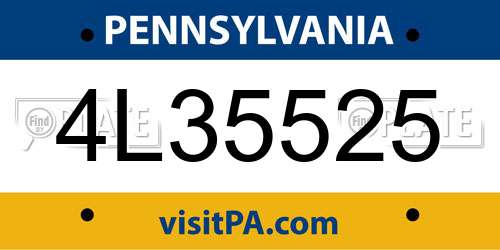 4L35525 Pennsylvania License Plate