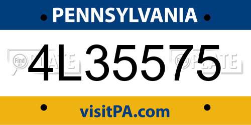 4L35575 Pennsylvania License Plate