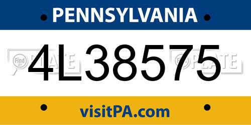 4L38575 Pennsylvania License Plate