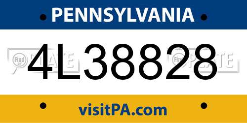 4L38828 Pennsylvania License Plate