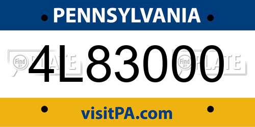 4L83000 Pennsylvania License Plate