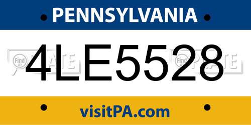 4LE5528 Pennsylvania License Plate