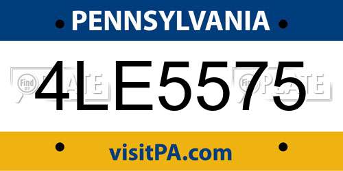 4LE5575 Pennsylvania License Plate