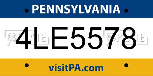 4LE5578 Pennsylvania License Plate