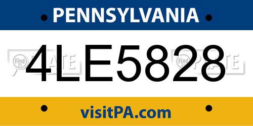 4LE5828 Pennsylvania License Plate