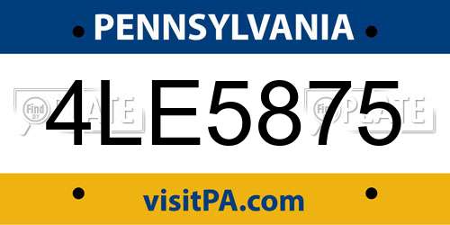 4LE5875 Pennsylvania License Plate