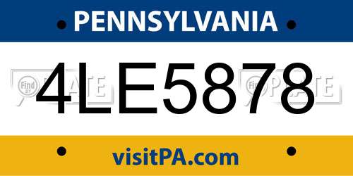 4LE5878 Pennsylvania License Plate
