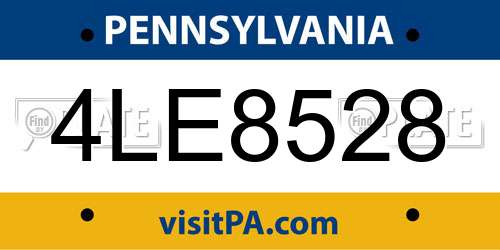 4LE8528 Pennsylvania License Plate